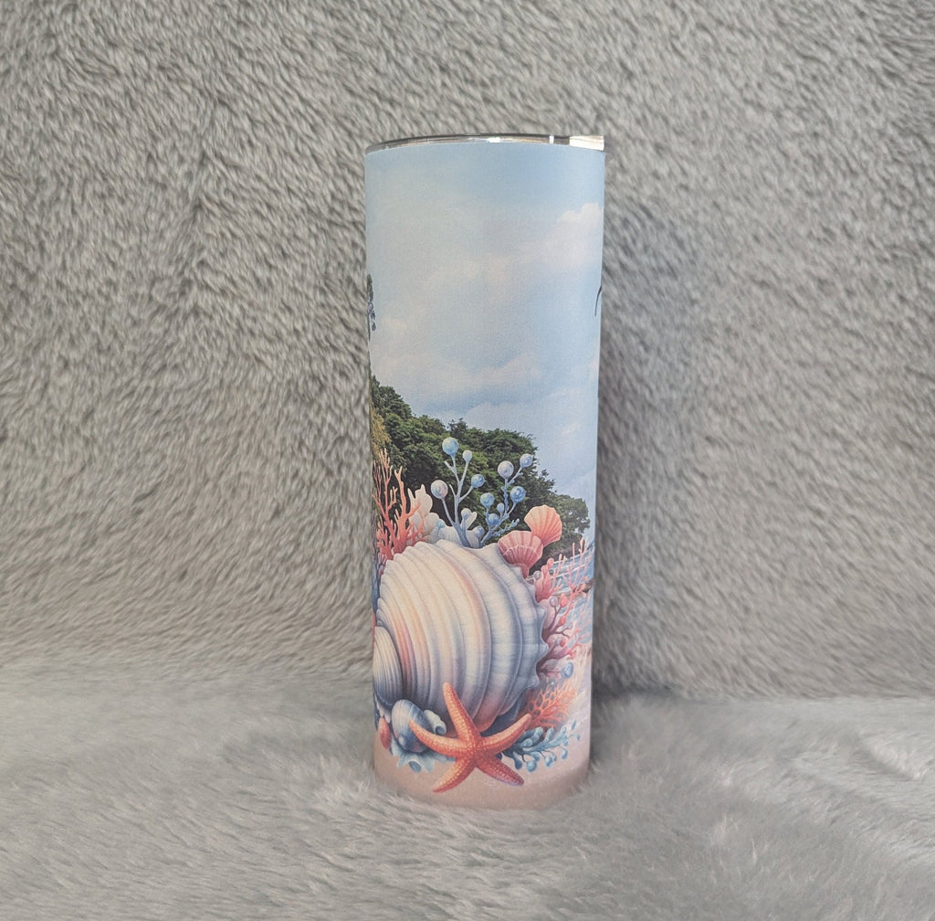 Life Is Better On The Beach Beach Tumbler 20oz With Reusable Straw, Can Be Personalized