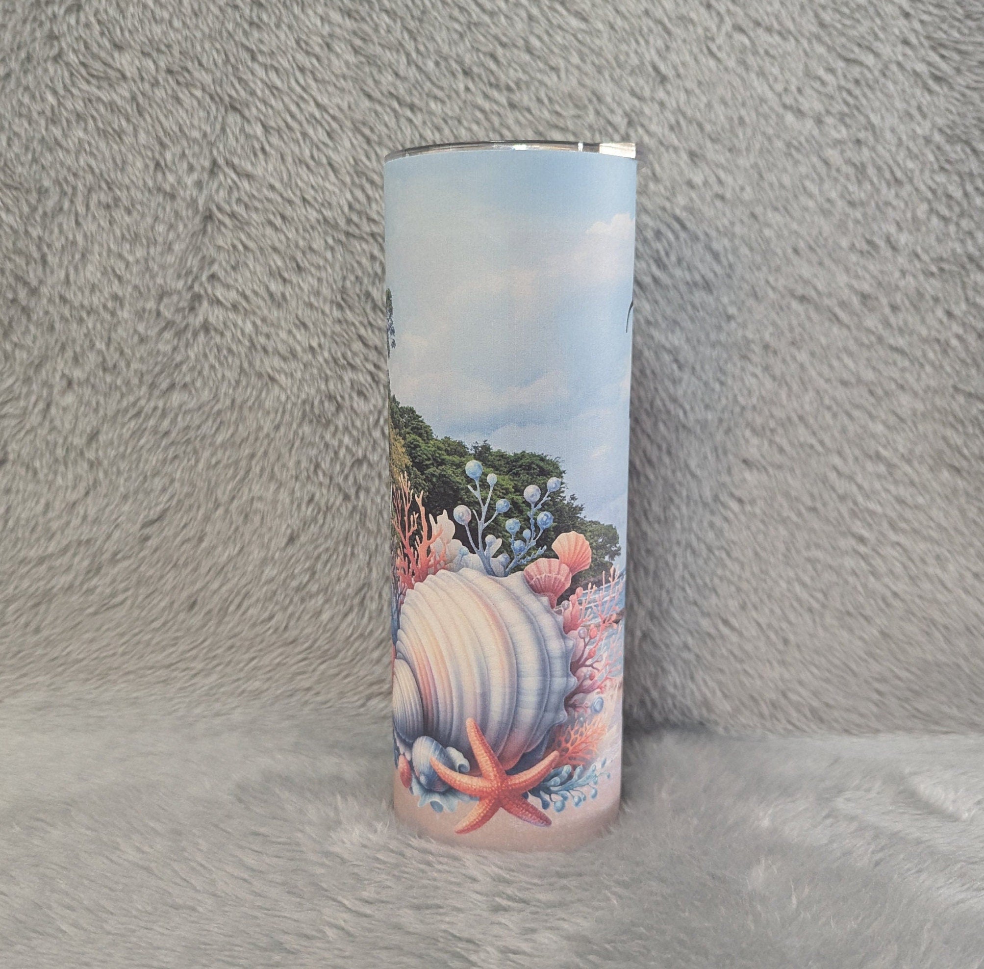 Life Is Better On The Beach Beach Tumbler 20oz With Reusable Straw, Can Be Personalized