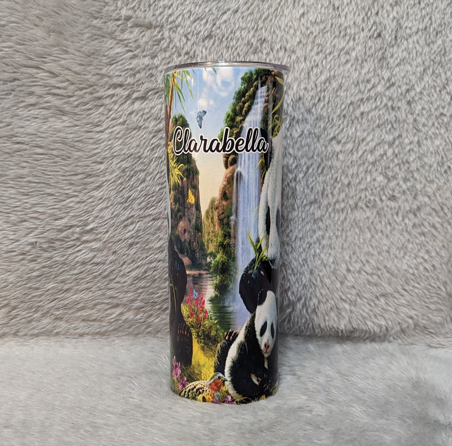 Panda Bear Tumbler 20oz With Reusable Straw, Can Be Personalized