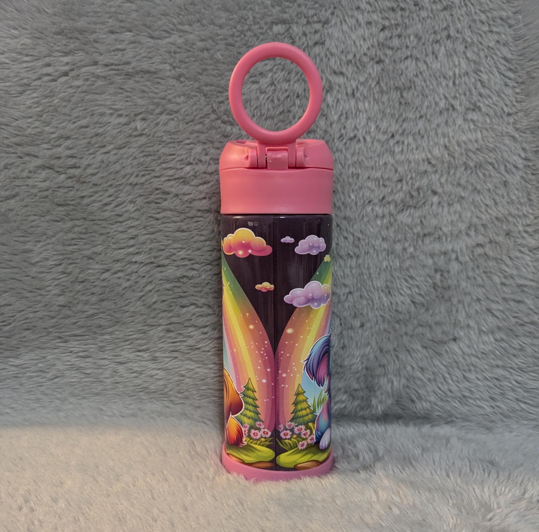 Kids Puppy Water Bottle 12oz With Reusable Straw Can Be Personalized