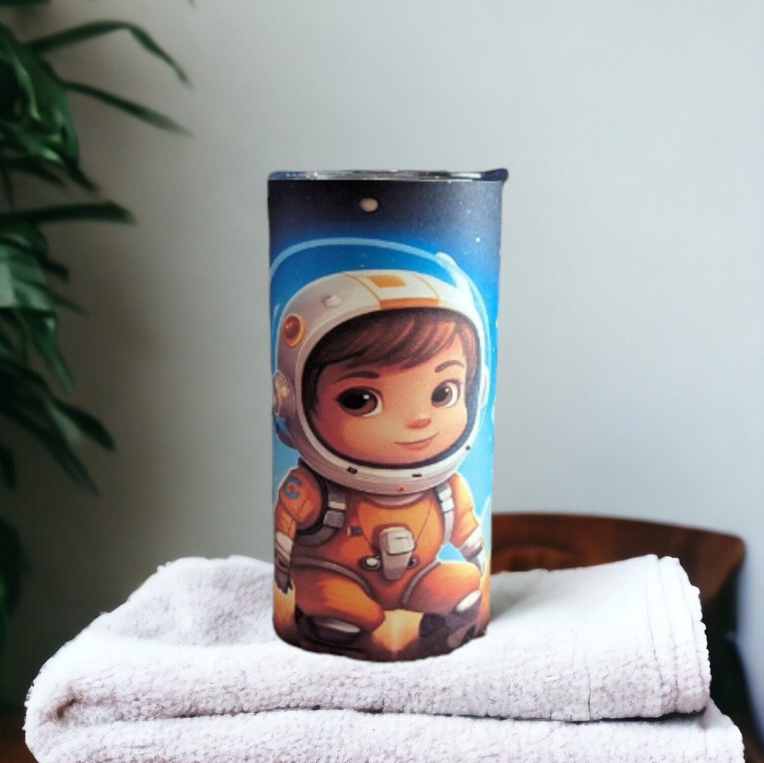 Kids Astronaut Tumbler 15oz With Reusable Straw, Can Be Personalized