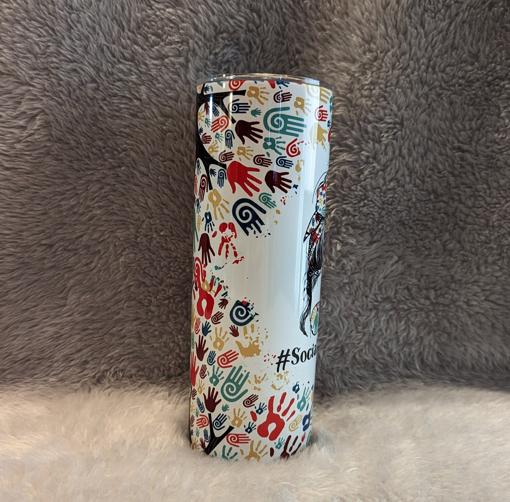 Social Worker Tumbler 20oz With Reusable Straw, Can Be Personalized