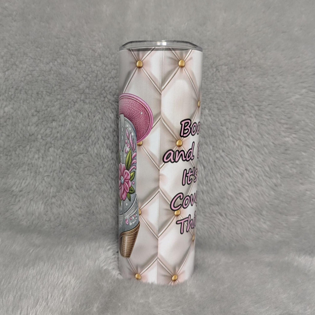 Cowgirl Boots and Bling Tumbler 20oz With Reusable Straw, Can Be Personalized