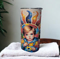 Autism Awareness Tumbler With A Cute Boy 15oz With Reusable Straw, Can Be Personalized