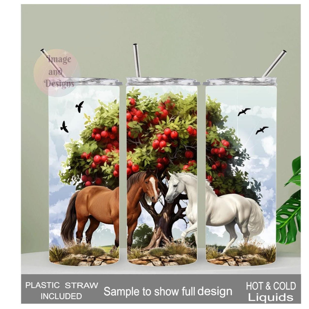 Horse Tumbler 20oz With Reusable Straw, Can Be Personalized