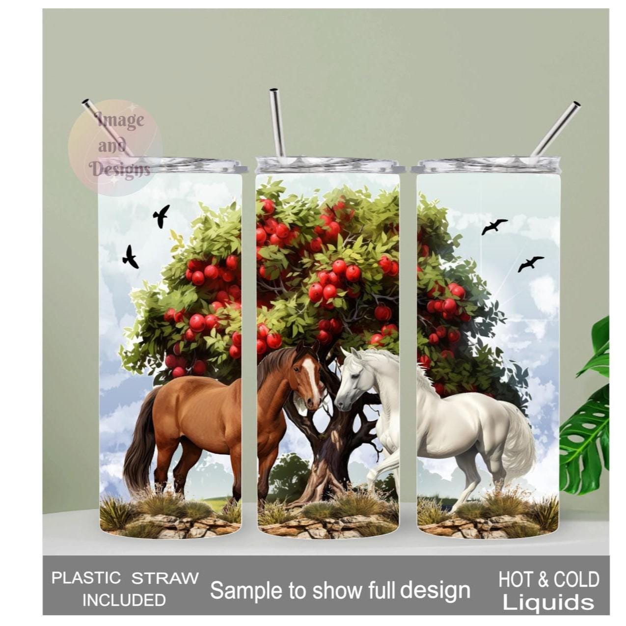 Horse Tumbler 20oz With Reusable Straw, Can Be Personalized