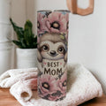 Best Mom Sloth Tumbler 20oz With Reusable Straw, Can Be Personalized