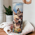 Pretty Donkey Tumbler with Flowers and Butterflies 20oz With Reusable Straw, Can Be Personalized
