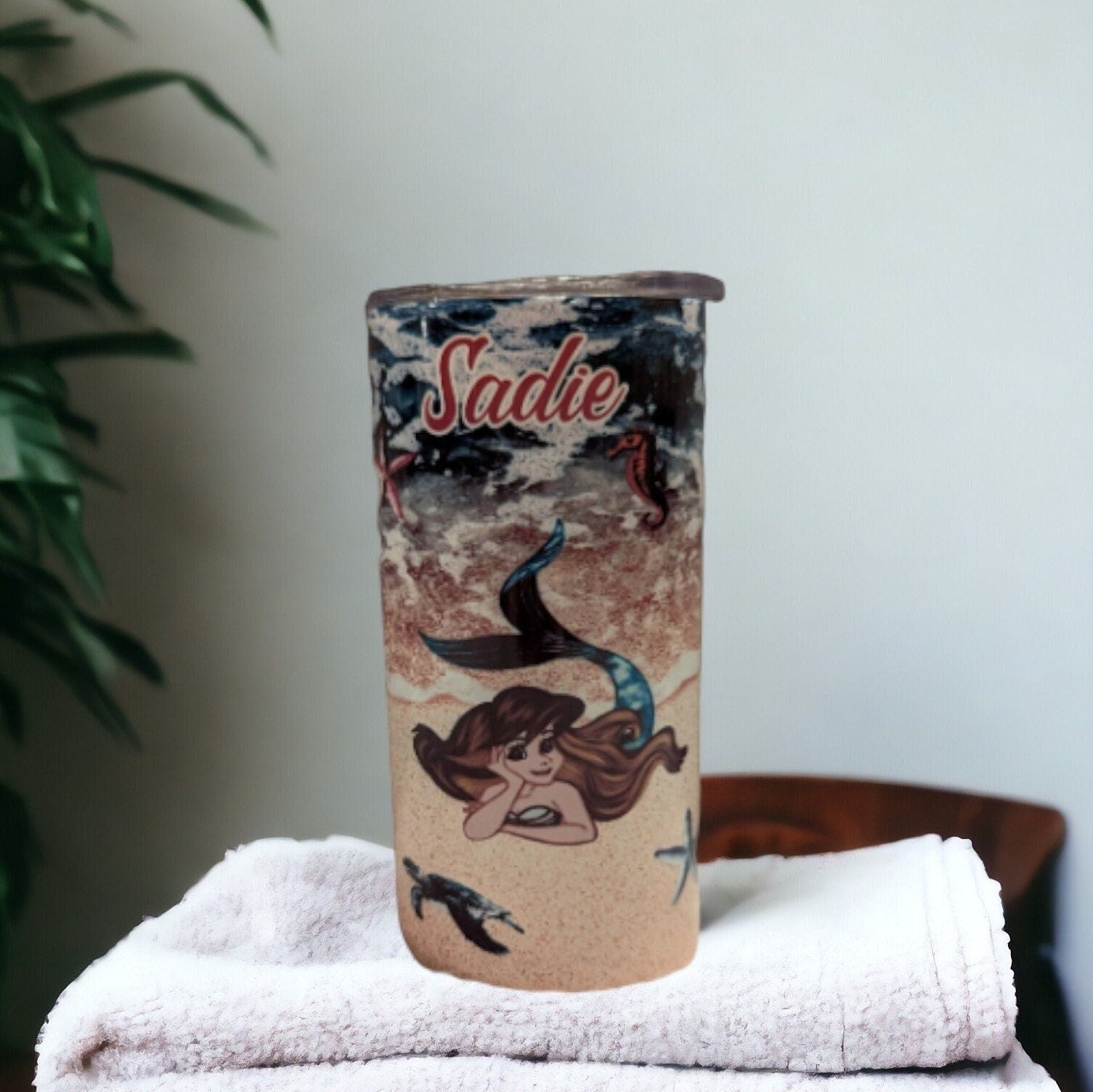 Kids Mermaid Tumbler 15oz With Reusable Straw, Can Be Personalized