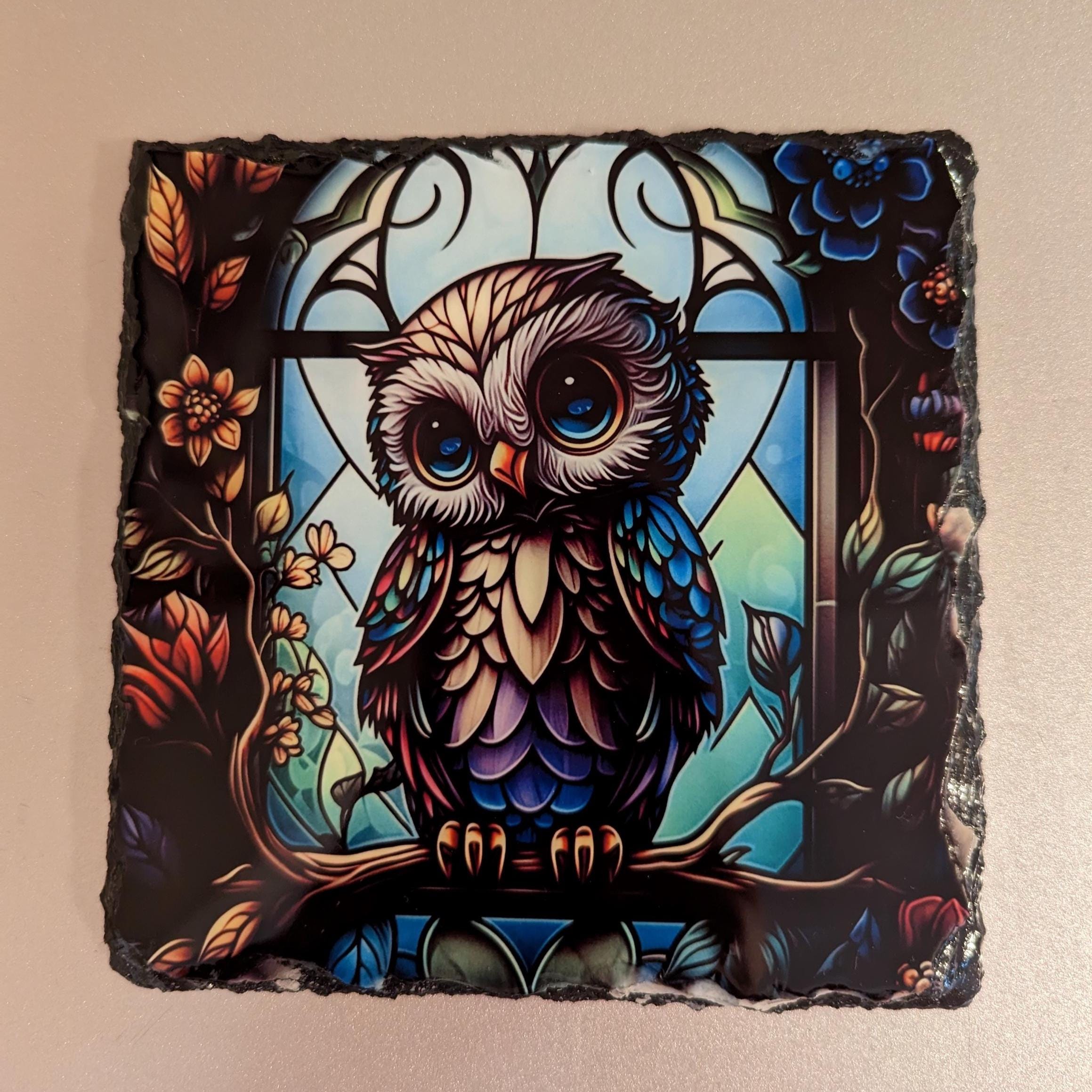 Slate Owl Picture With Display Legs