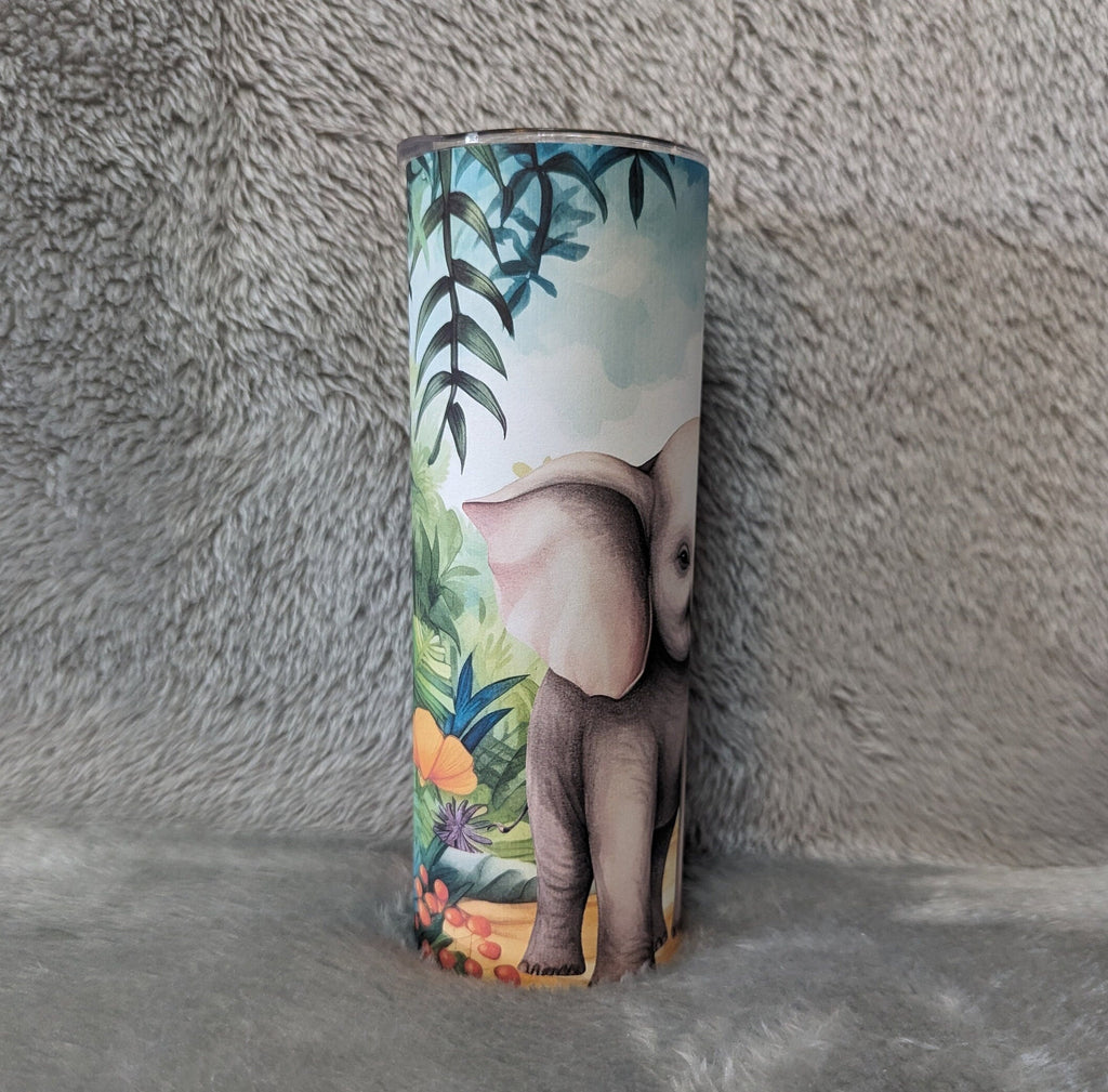 Elephant Tumbler 20oz With Reusable Straw, Can Be Personalized