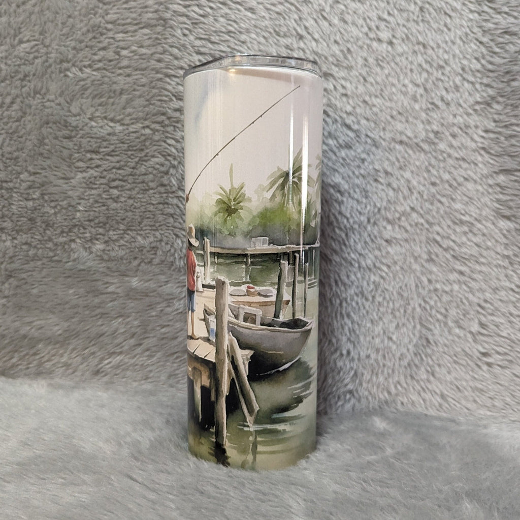 Fishing Tumbler 20oz With Reusable Straw, Can Be Personalized