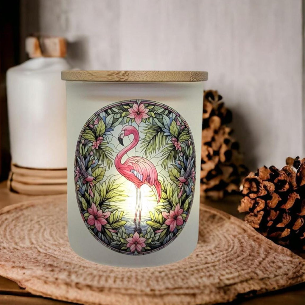 Flamingo Candle Holder With A Flickering Tea Light