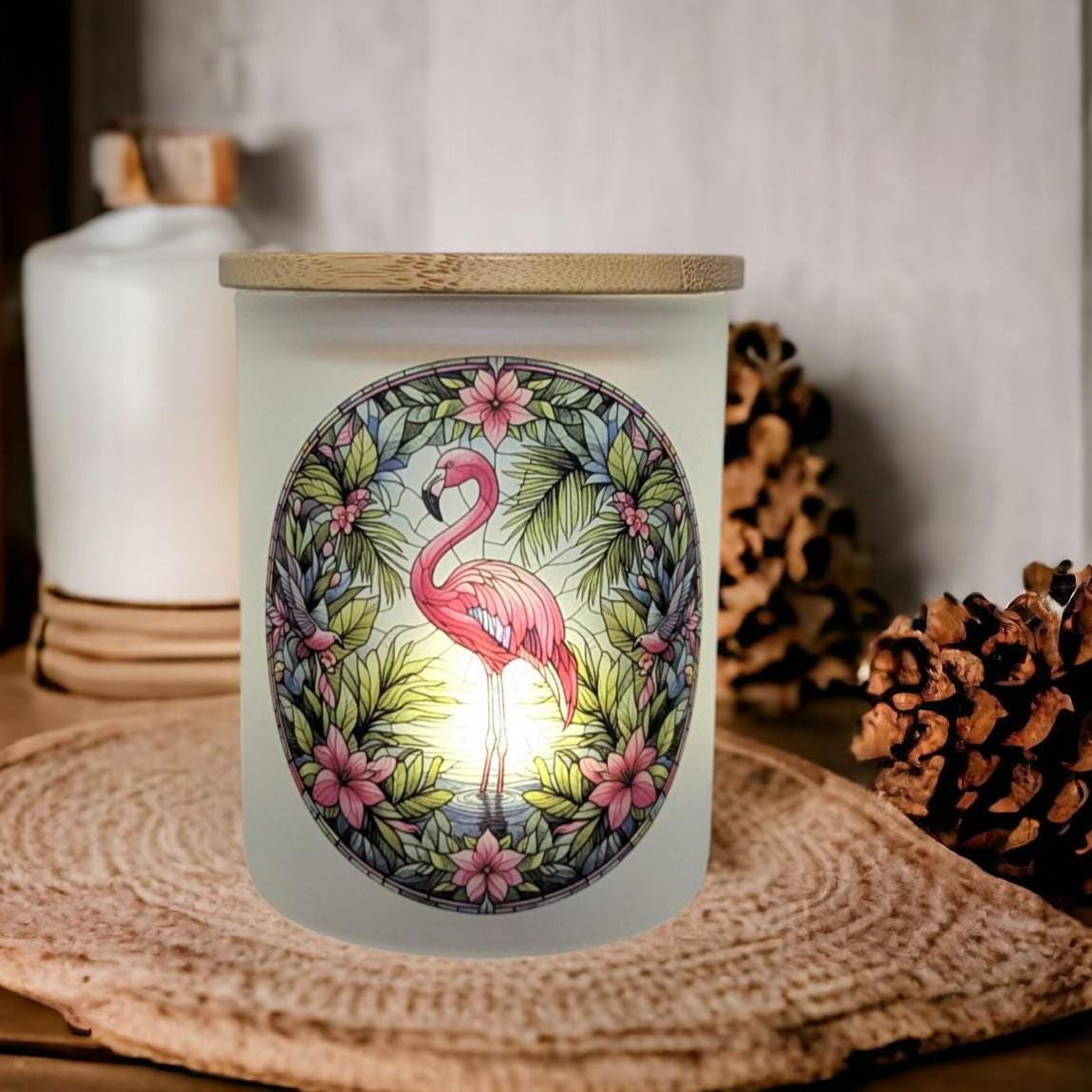 Flamingo Candle Holder With A Flickering Tea Light