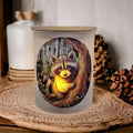 Cute Raccoon Candle Holder With A Battery Operated Flickering Tea Light