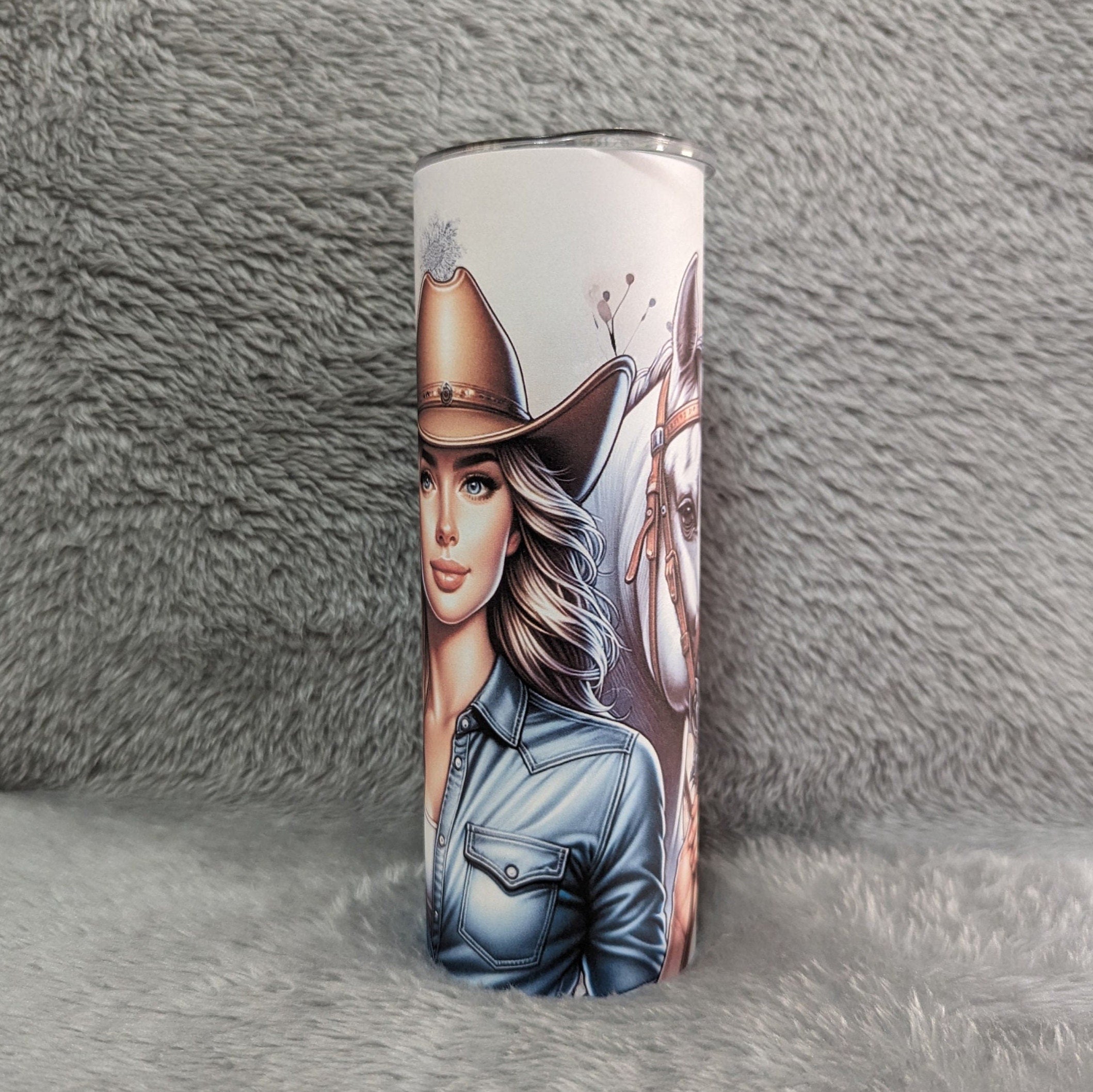 Cowgirl Tumbler 20oz With Reusable Straw, Can Be Personalized