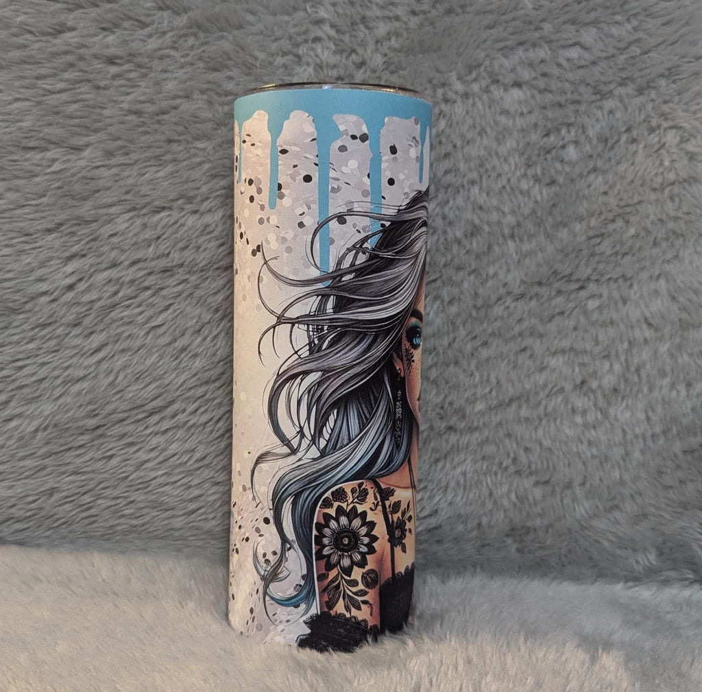 Pretty Sunflower Girl 20oz Tumbler 20oz With Reusable Straw, Can Be Personalized