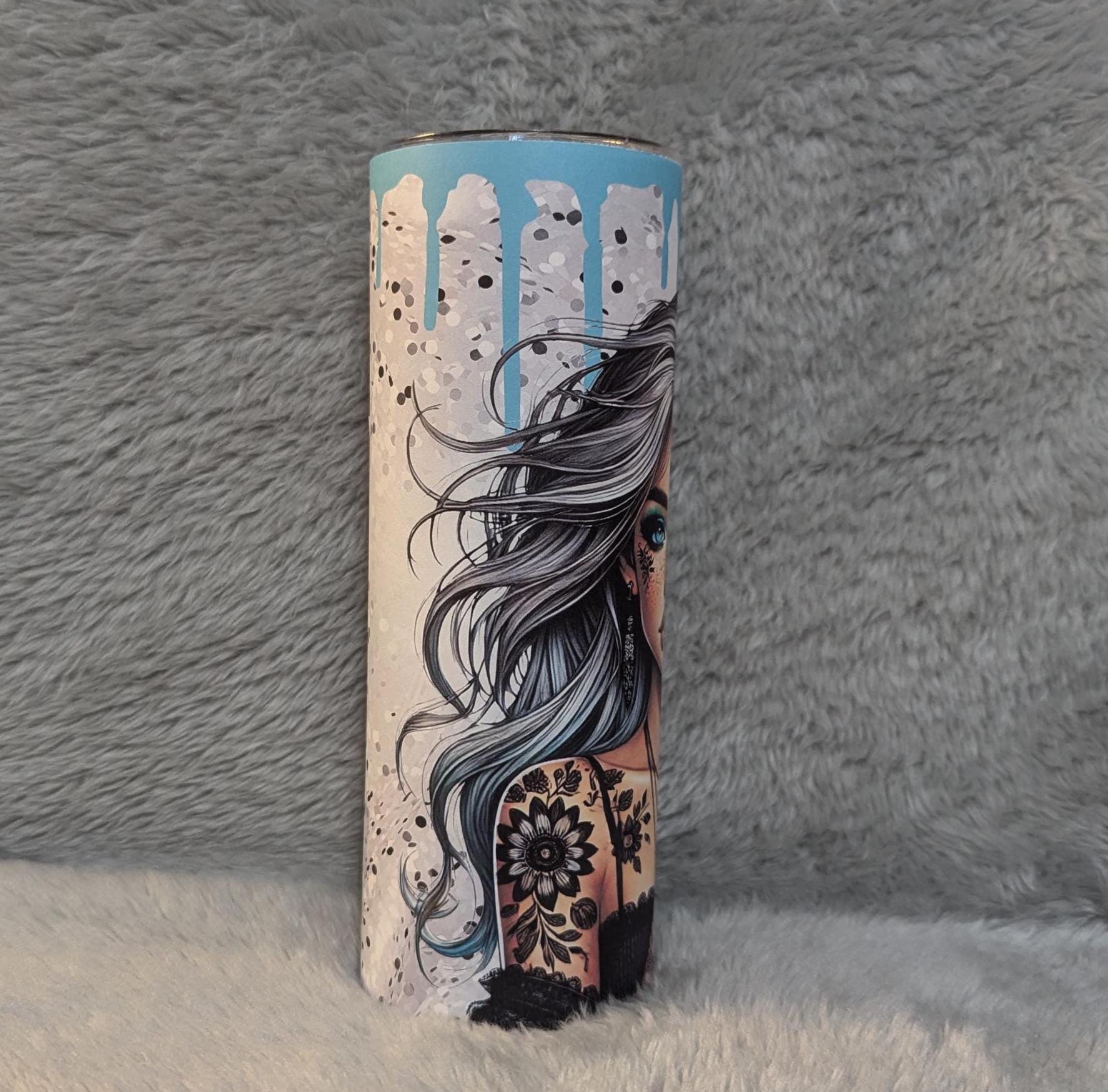 Pretty Sunflower Girl 20oz Tumbler 20oz With Reusable Straw, Can Be Personalized