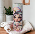 Pretty Girl Gnome Tumbler 20oz With Reusable Straw, Can Be Personalized