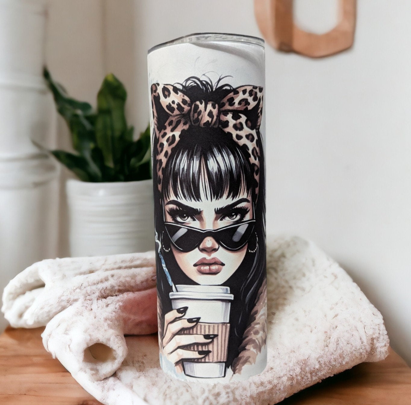 Nope Not Today Girl Tumbler 20oz With Reusable Straw, Can Be Personalized