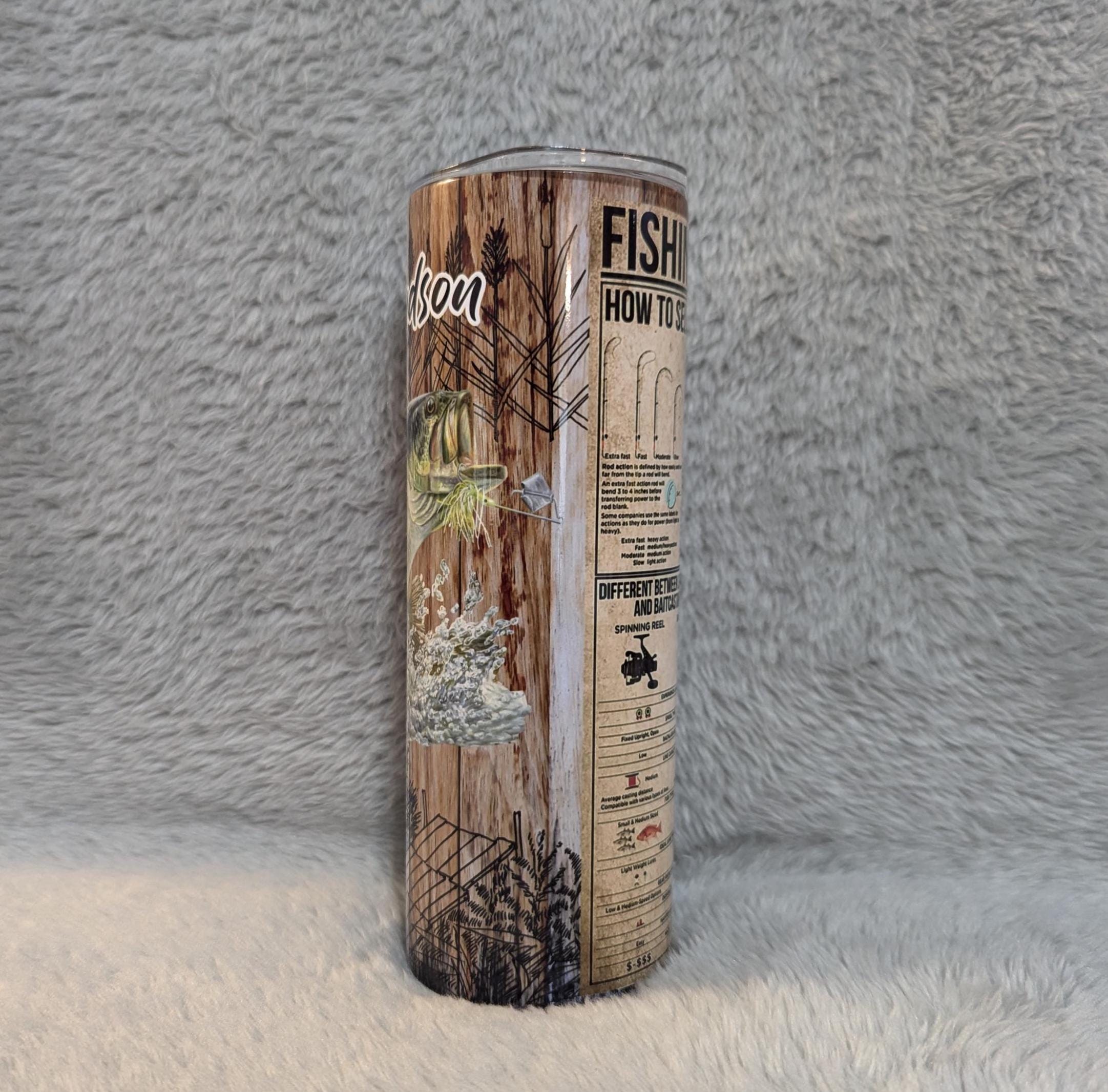 Fish Knowledge Tumbler With Fishing Rules 20oz With Reusable Straw, Can Be Personalized