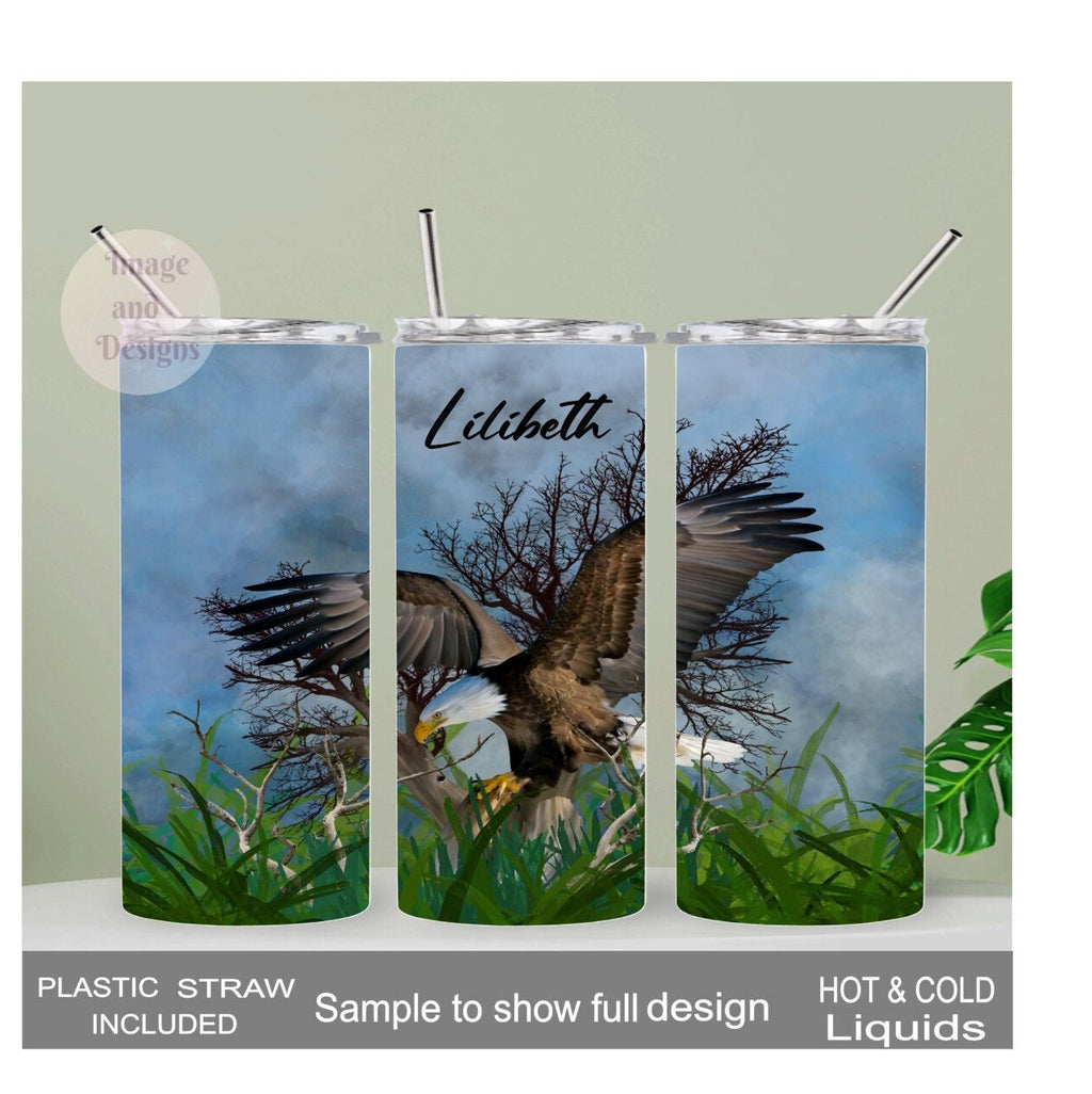 Flying Eagle Tumbler 20oz With Reusable Straw, Can Be Personalized