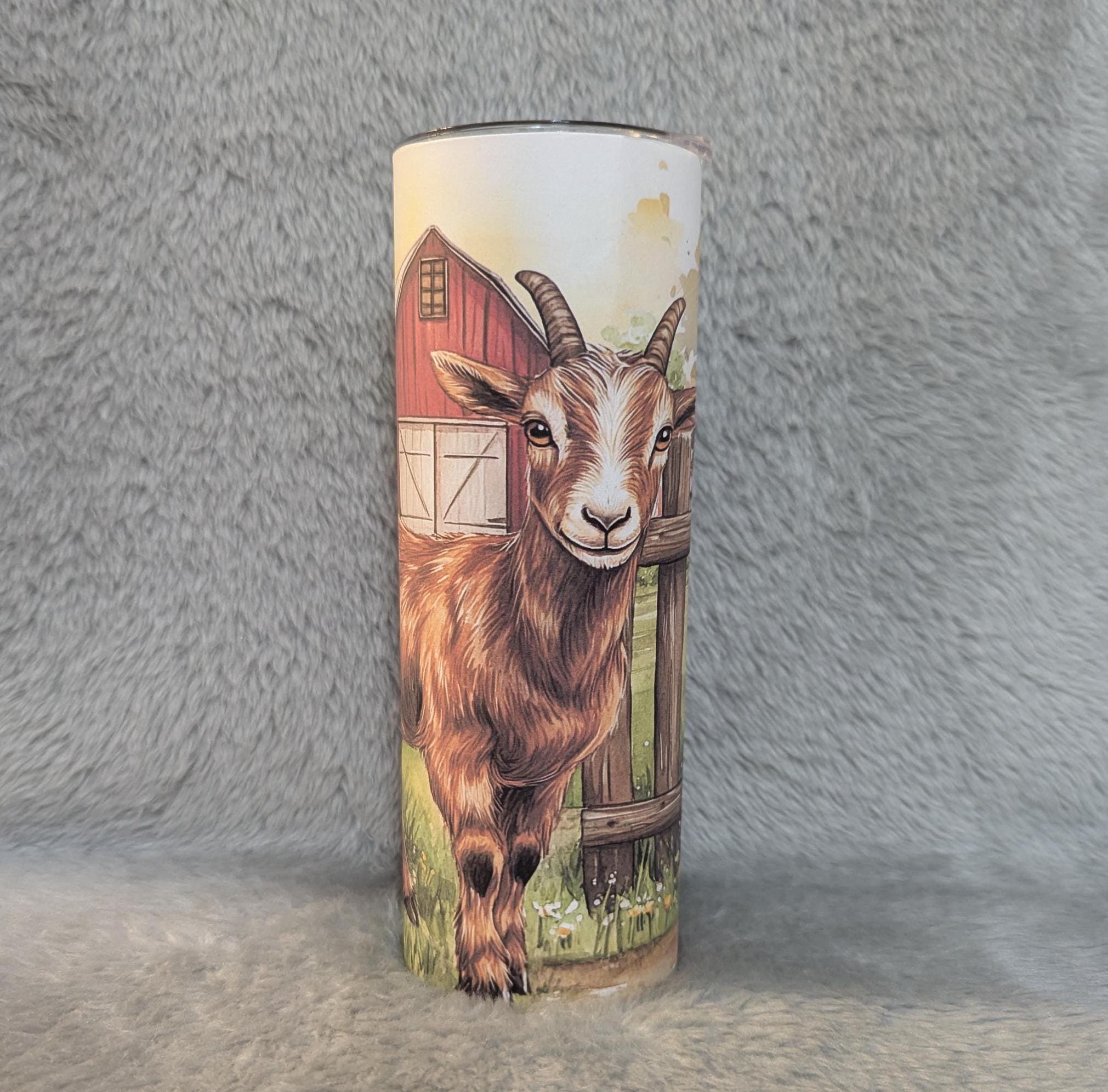 Cute Goat Tumbler 20oz With Reusable Straw, Can Be Personalized