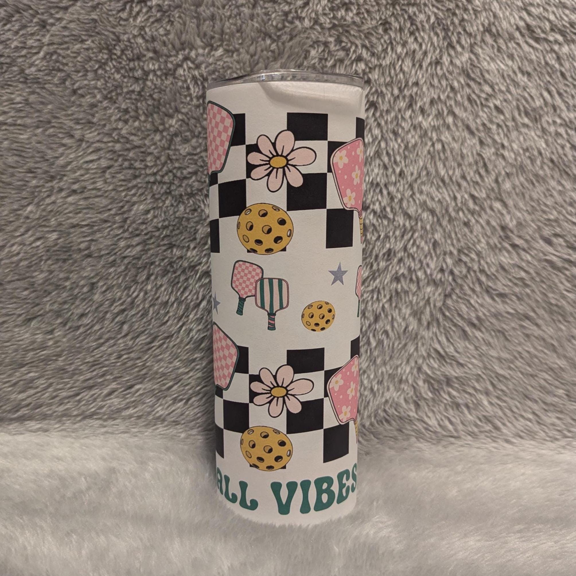 PickleBall Tumbler 20oz With Reusable Straw, Can Be Personalized