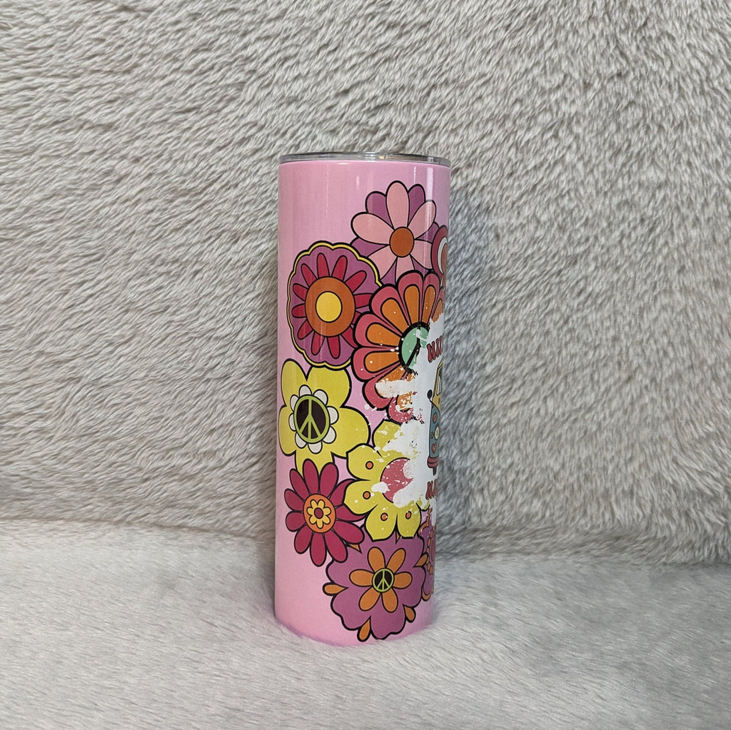 Hippie Heart Happy Heart Flower Tumbler 20oz With Reusable Straw