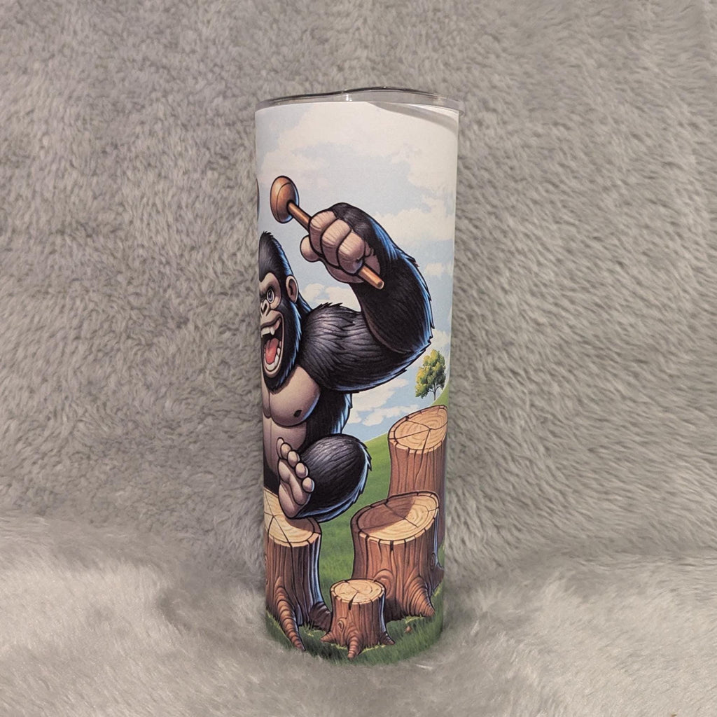 Fun Gorilla Tumbler 20oz With Reusable Straw, Can Be Personalized