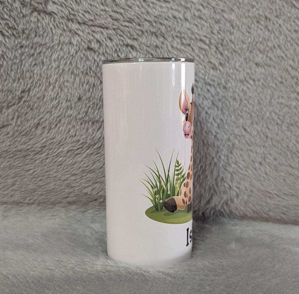 Kids Giraffe Tumbler 15oz With Reusable Straw, Can Be Personalized