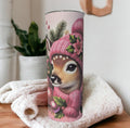 Christmas Deer Tumbler 20oz With Reusable Straw, Can Be Personalized