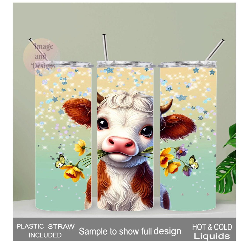Cute Cow Tumbler Can Be Personalized 20oz With Reusable Straw, Can Be Personalized