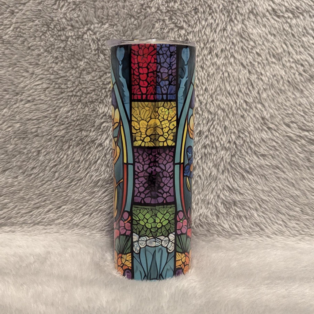 Otter Tumbler With A Stained Glass Design Tumbler 20oz With Reusable Straw, Can Be Personalized