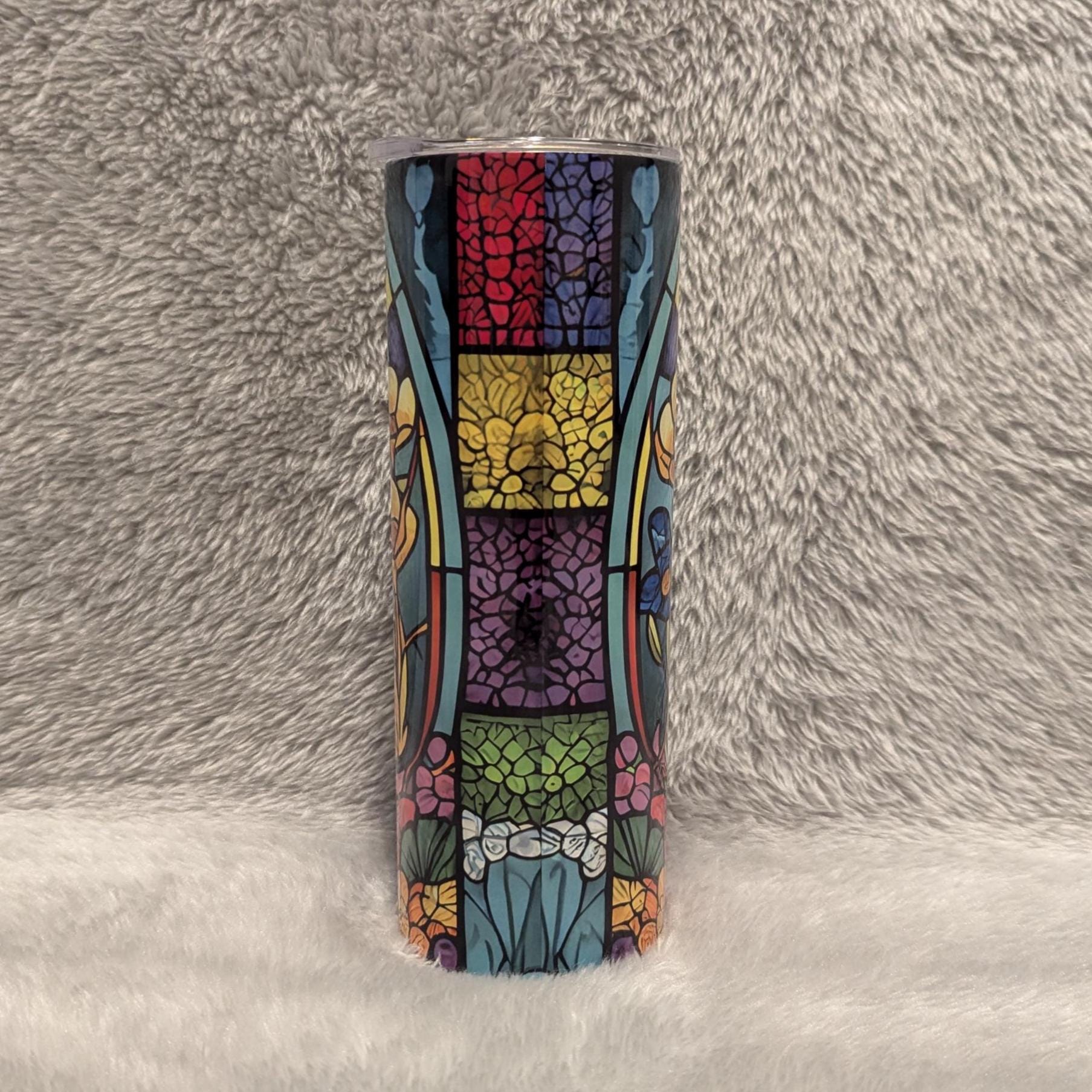 Otter Tumbler With A Stained Glass Design Tumbler 20oz With Reusable Straw, Can Be Personalized