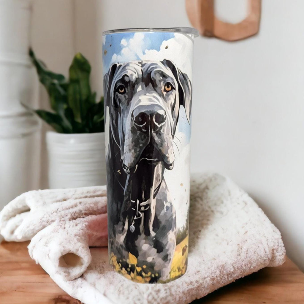 Great Dane Tumbler  20oz With Reusable Straw, Can Be Personalized