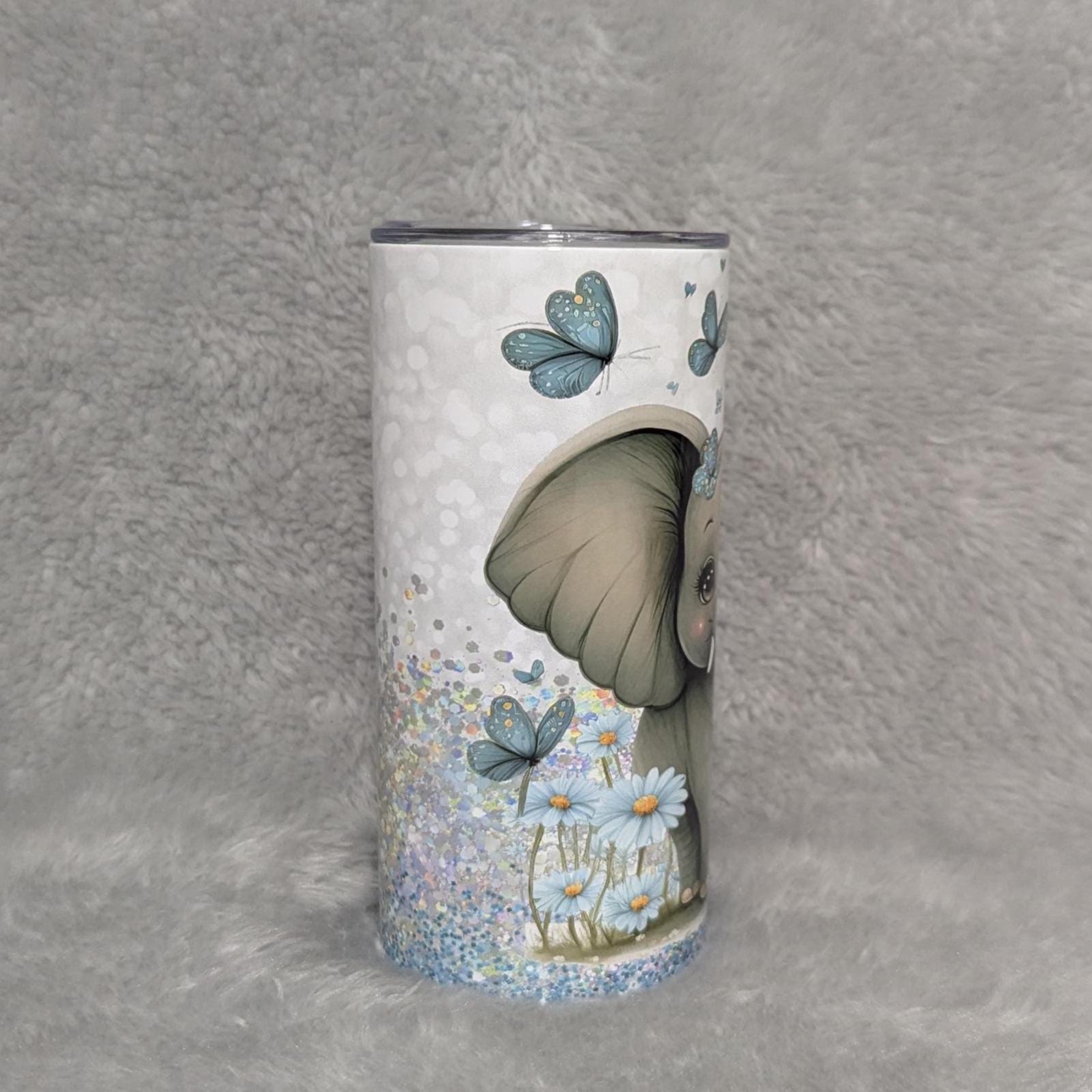 Kids Elephant Tumbler 15oz With Reusable Straw, Can Be Personalized