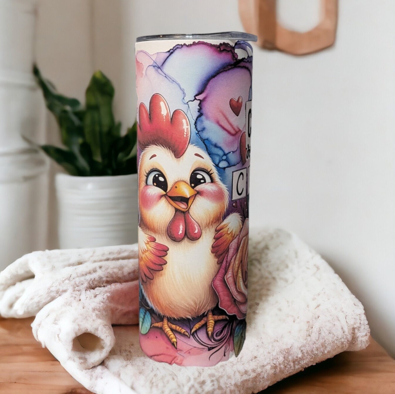 Funny Chicken Tumbler 20oz With Reusable Straw, Can Be Personalized