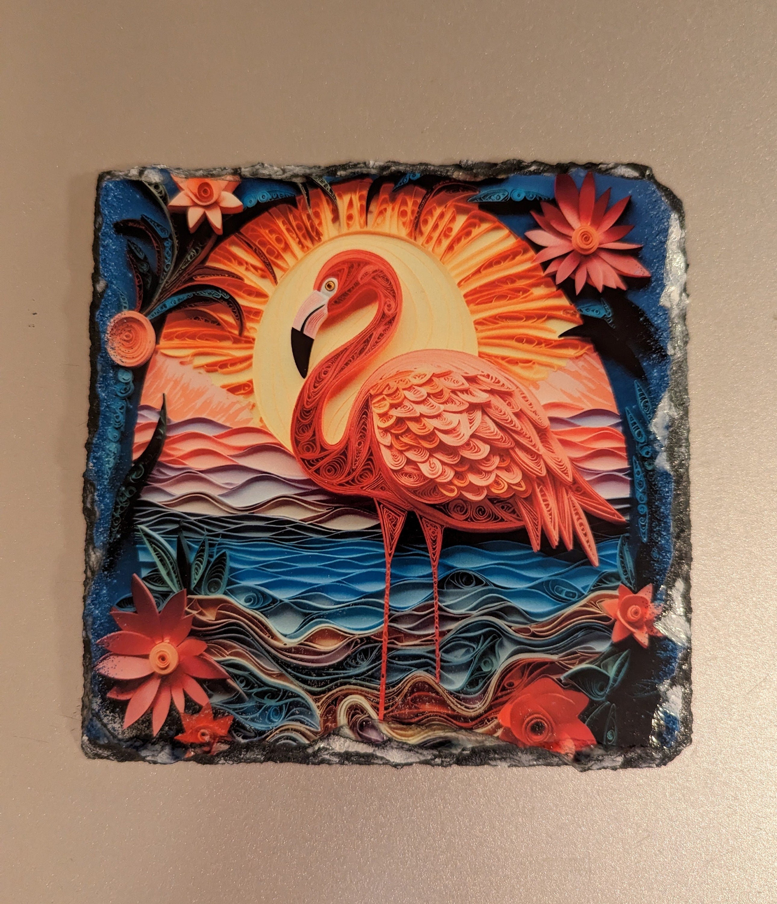 Slate Flamingo Picture With Display Legs