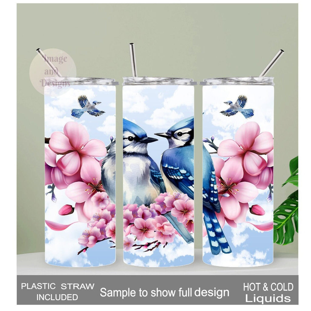 Blue Jay Tumbler 20oz With Reusable Straw, Can Be Personalized