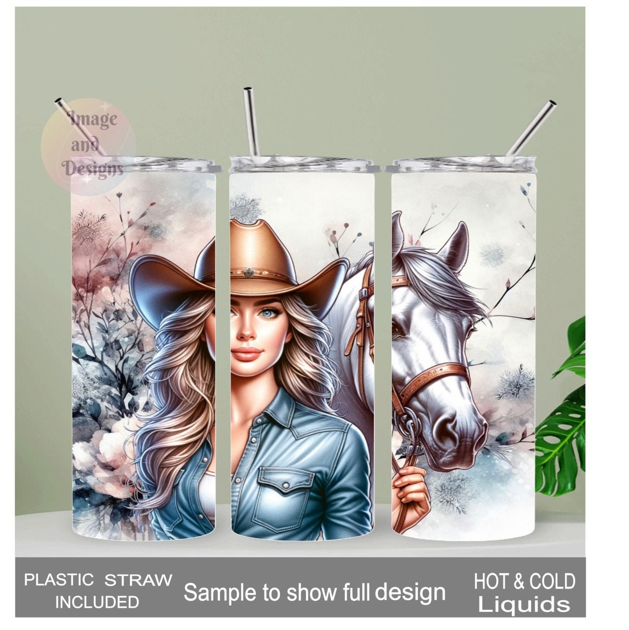 Cowgirl Tumbler 20oz With Reusable Straw, Can Be Personalized