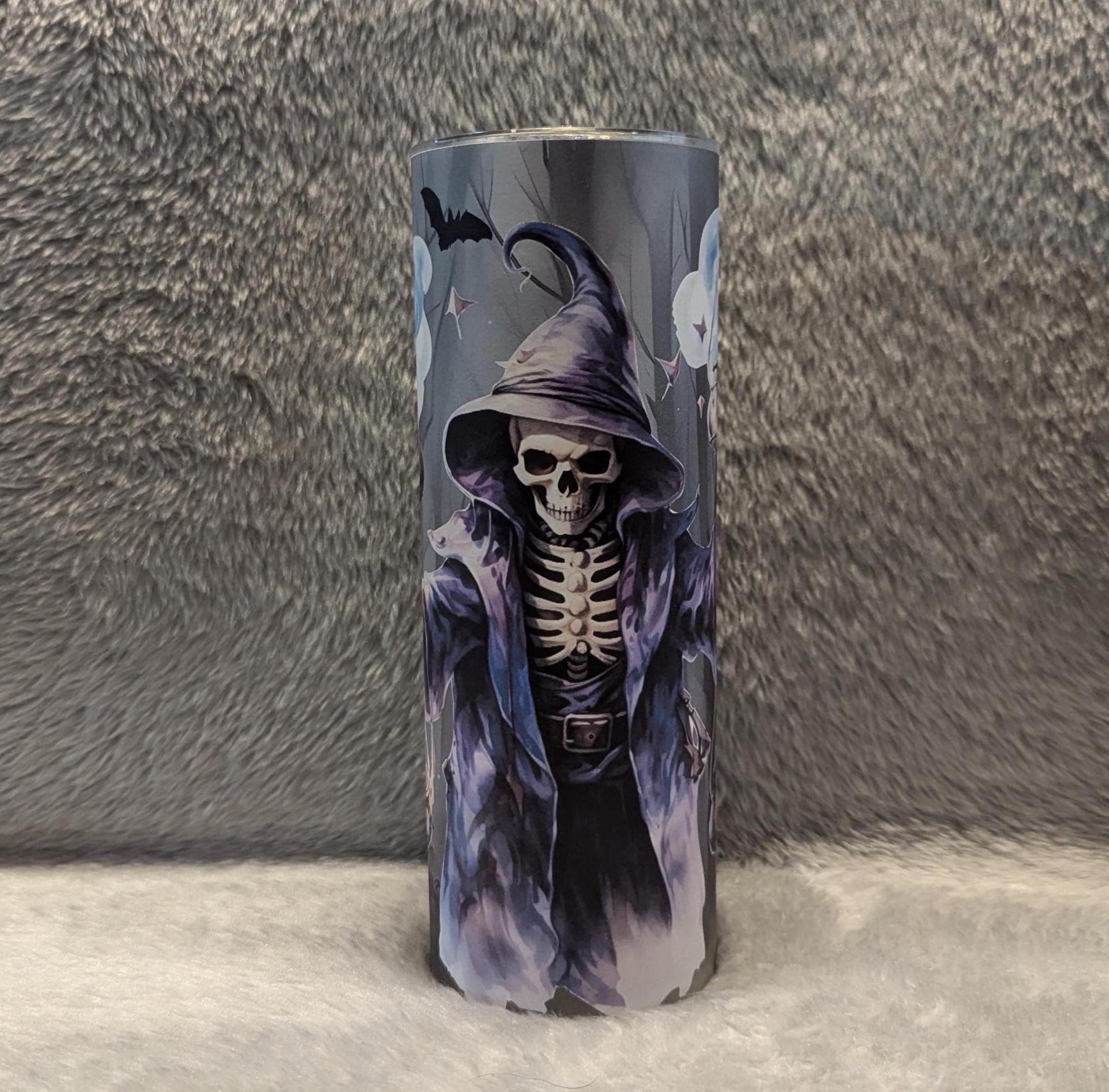 Skeleton Goblin Tumbler 20oz With Reusable Straw, Can Be Personalized
