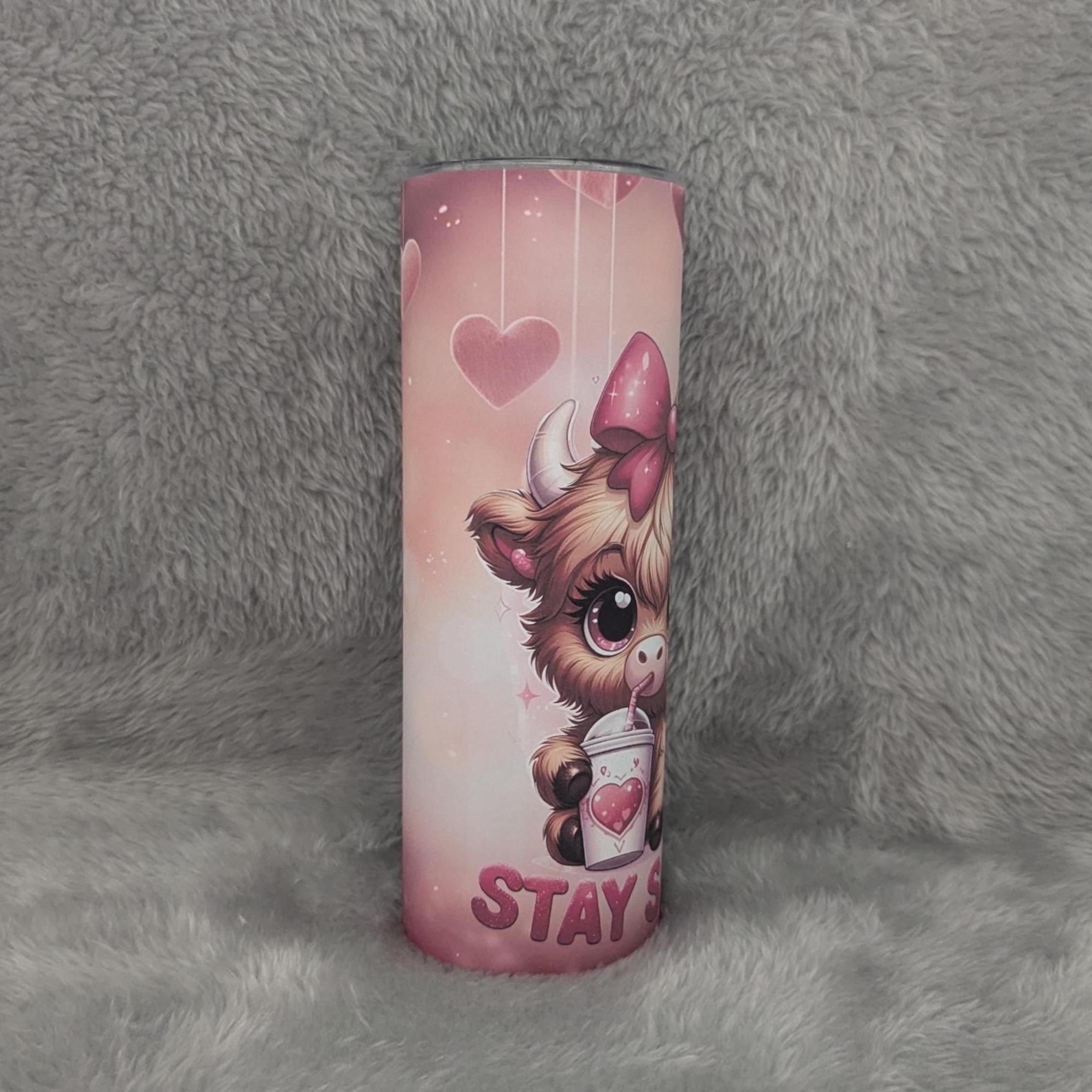 Stay Sassy Highland Cow Tumbler 20oz With Reusable Straw, Can Be Personalized