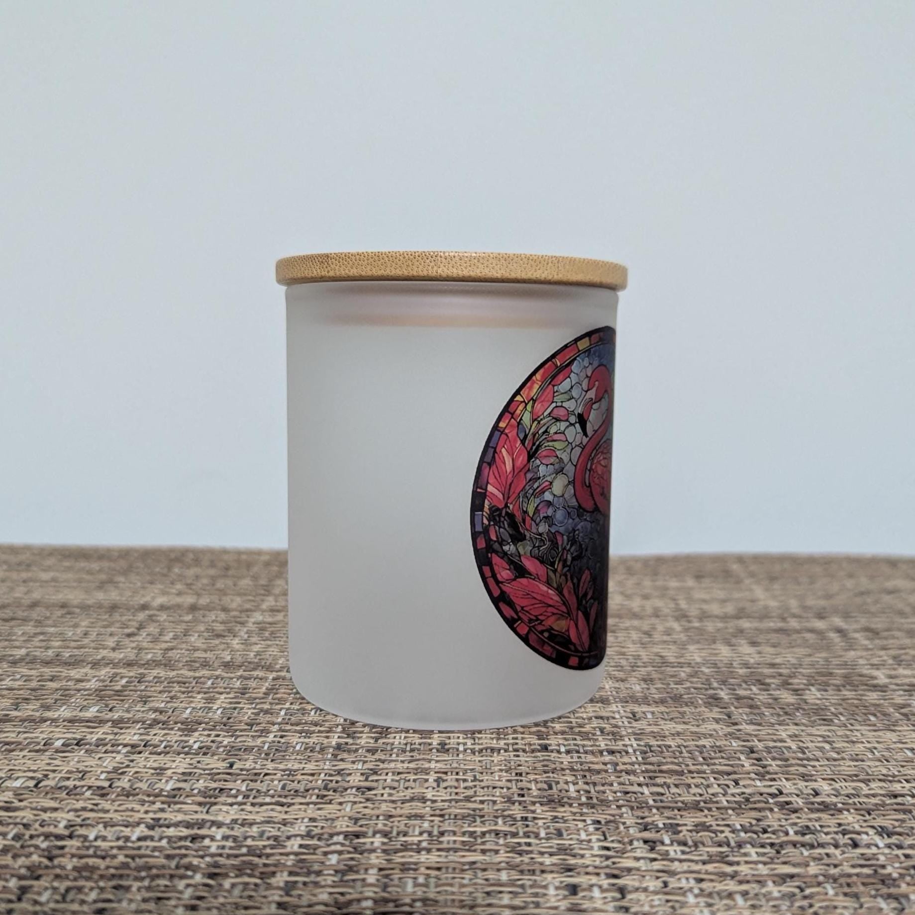 Flamingo Candle Holder With A Stained Glass Design, Includes A Battery Operated Flickering Tea Light