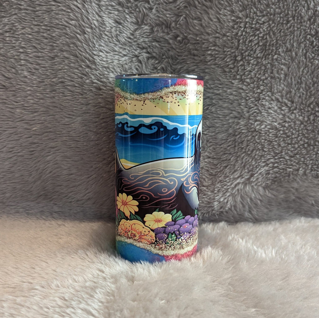Kids Seal Tumbler With Pretty Neon Colors 15oz With Reusable Straw, Can Be Personalized
