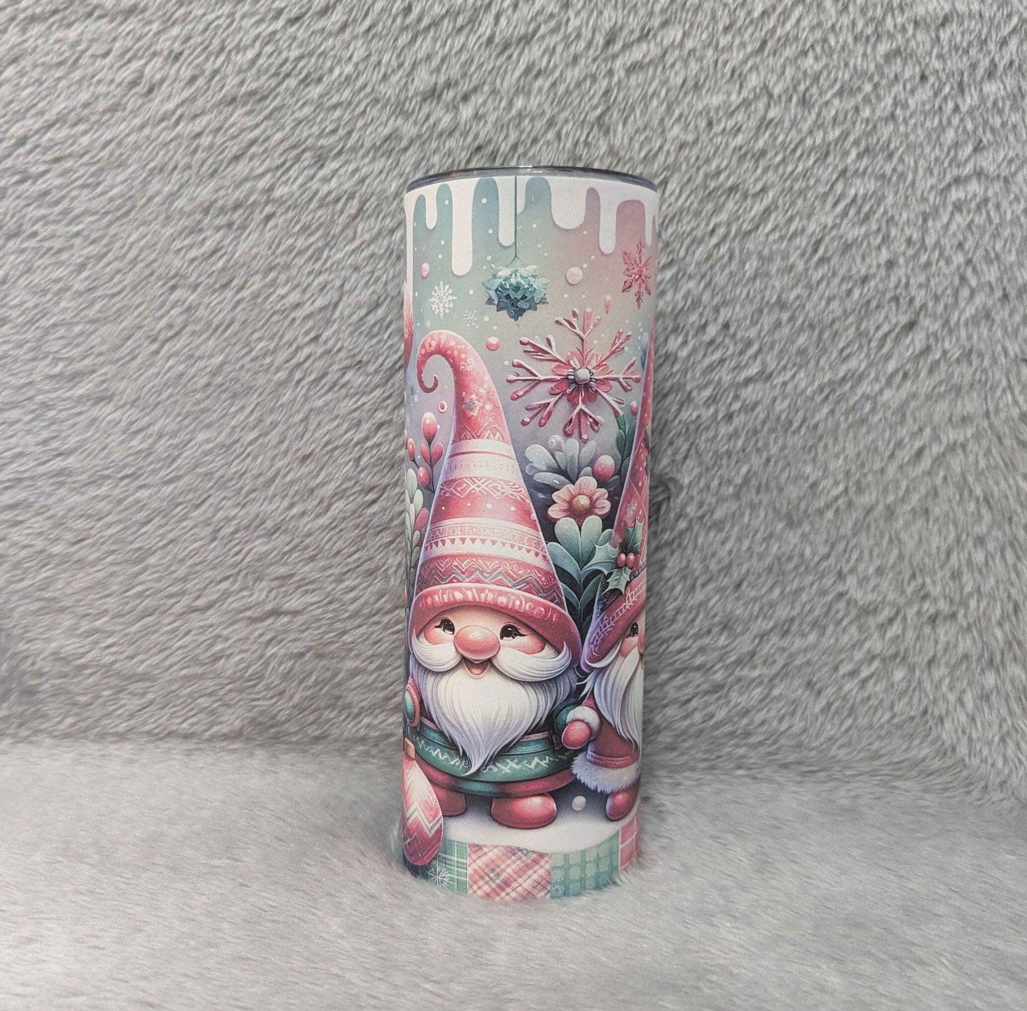 Festive Christmas Gnome Tumbler 20oz With Reusable Straw, Can Be Personalized