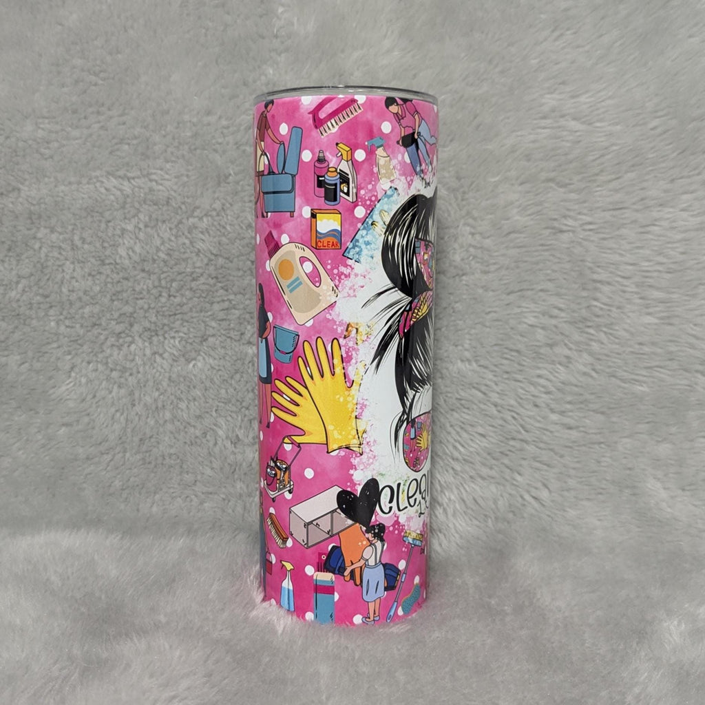 Cleaning Lady Tumbler 20oz With Reusable Straw, Can Be Personalized