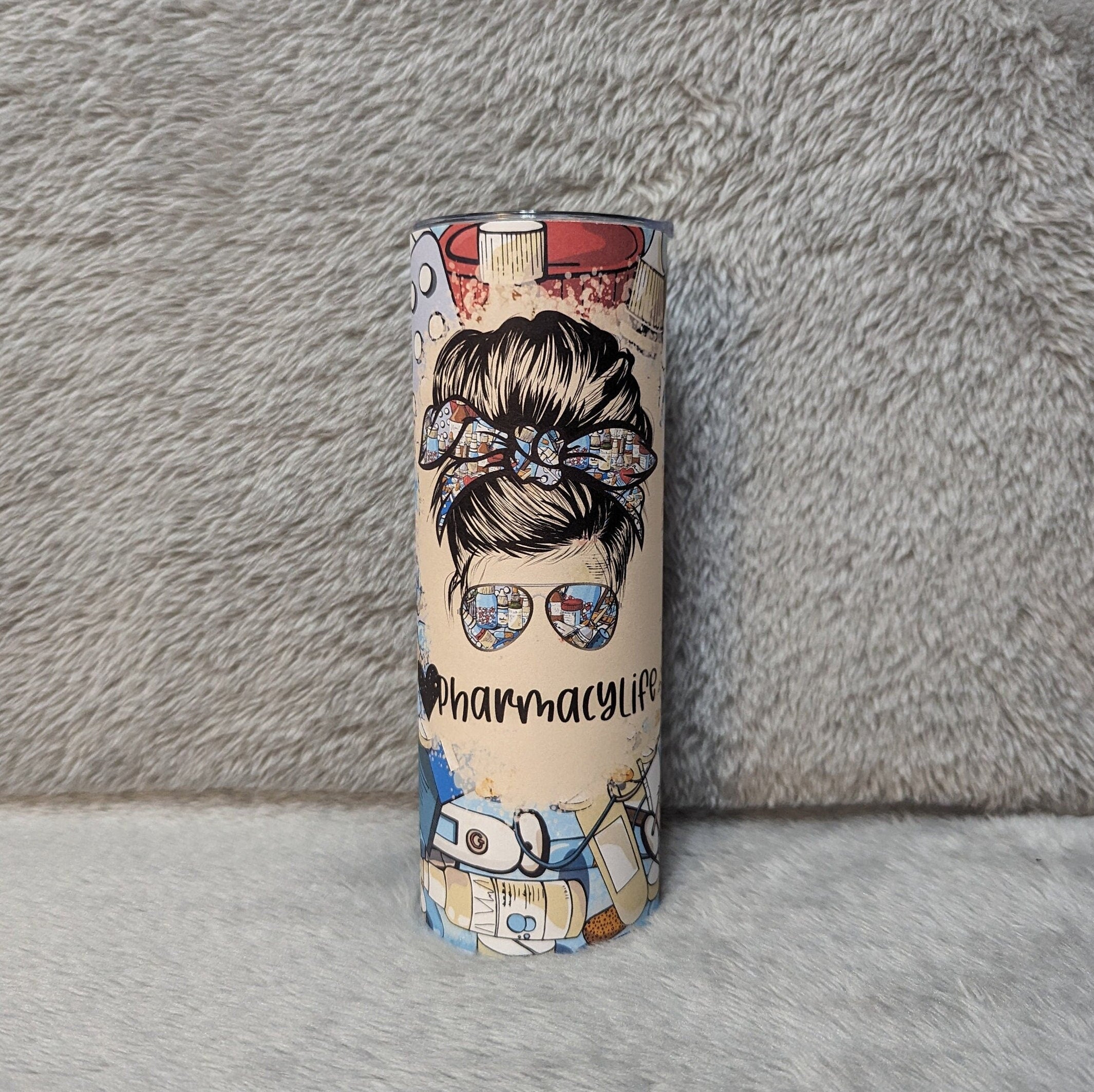 Pharmacy Life Tumbler 20oz With Reusable Straw, Can Be Personalized
