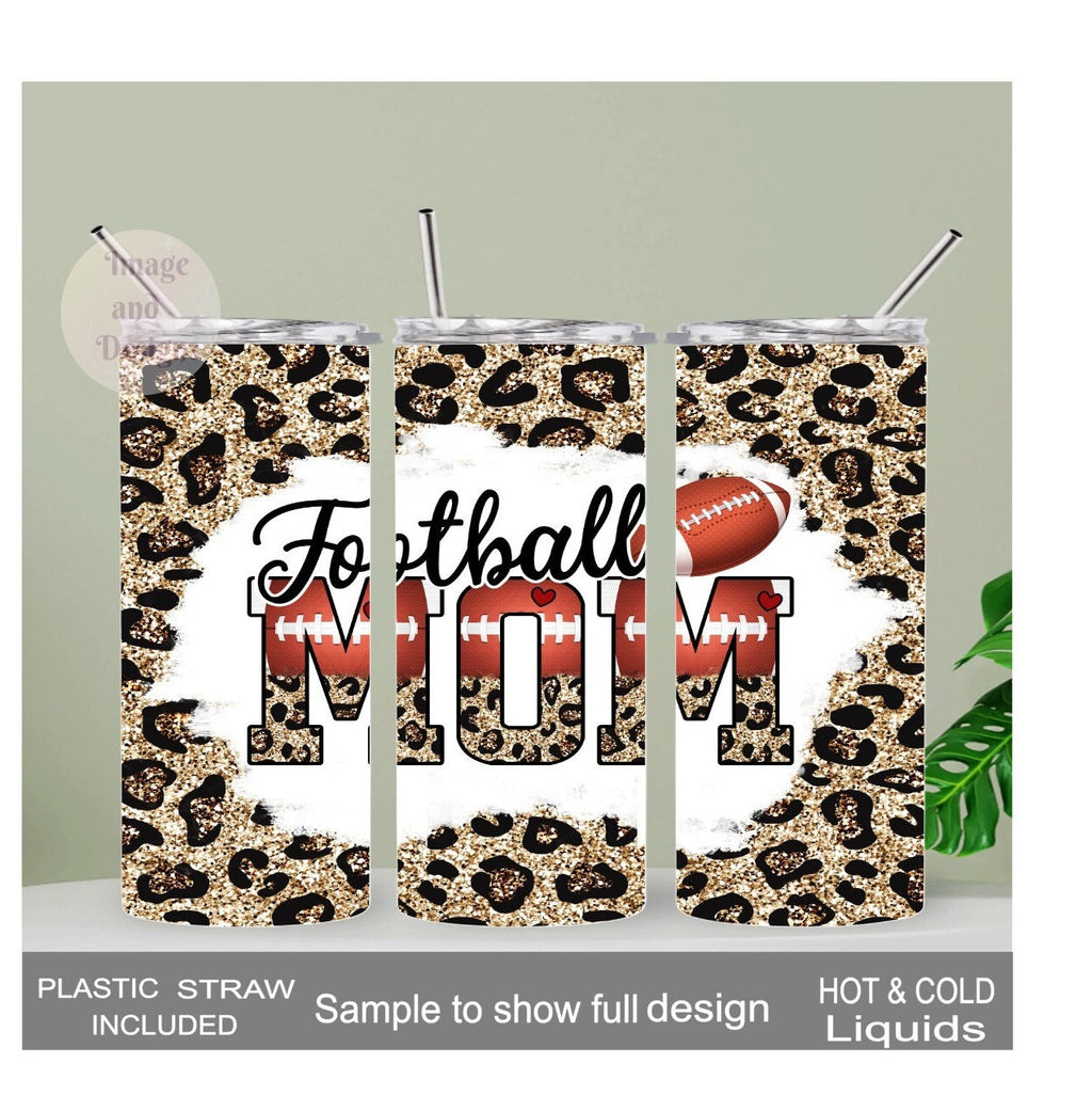 Football Mom Tumbler 20oz With Reusable Straw
