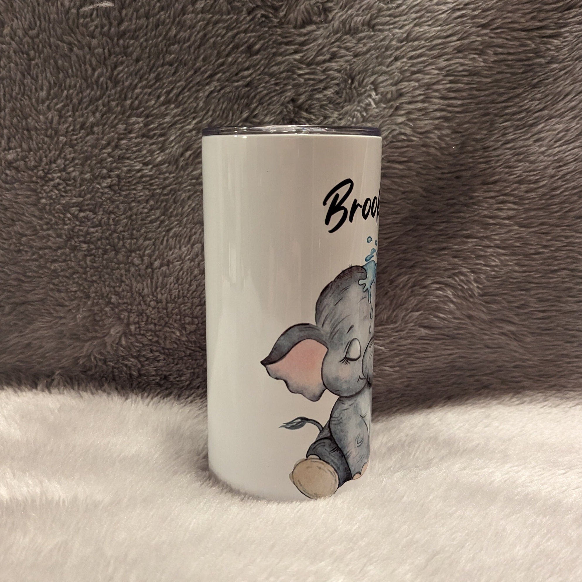 Elephant Tumbler 15oz With Reusable Straw, Can Be Personalized